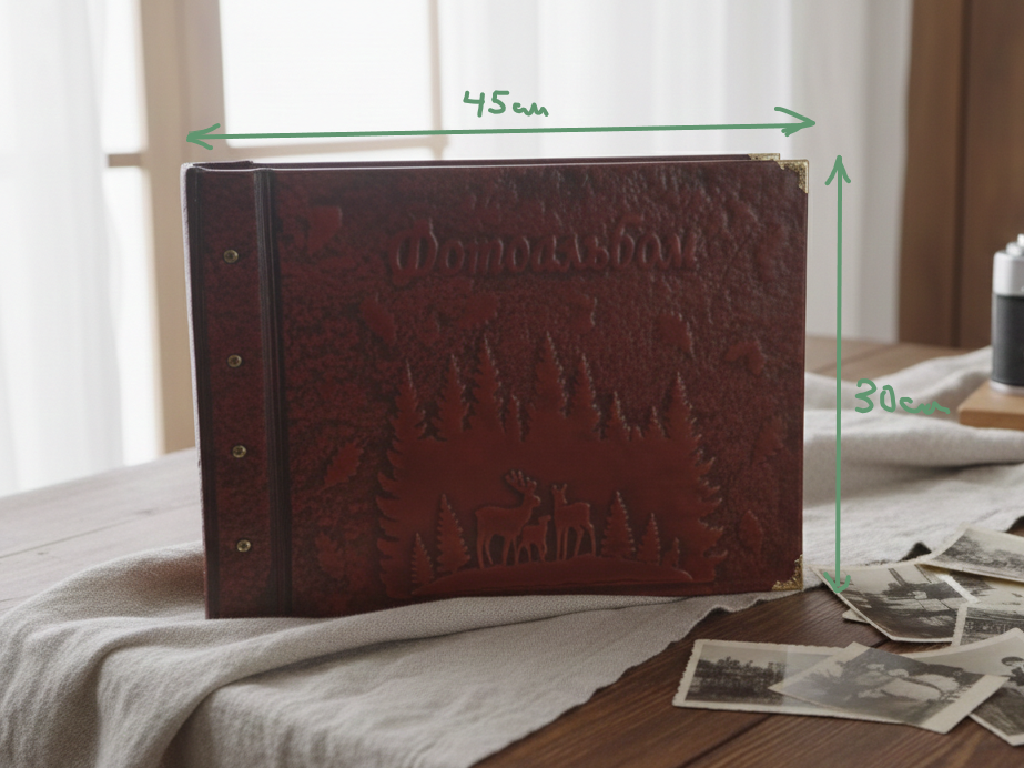 Вінтажний фотоальбом ручної роботи з обкладинкою під шкіру та написом Фотоальбом